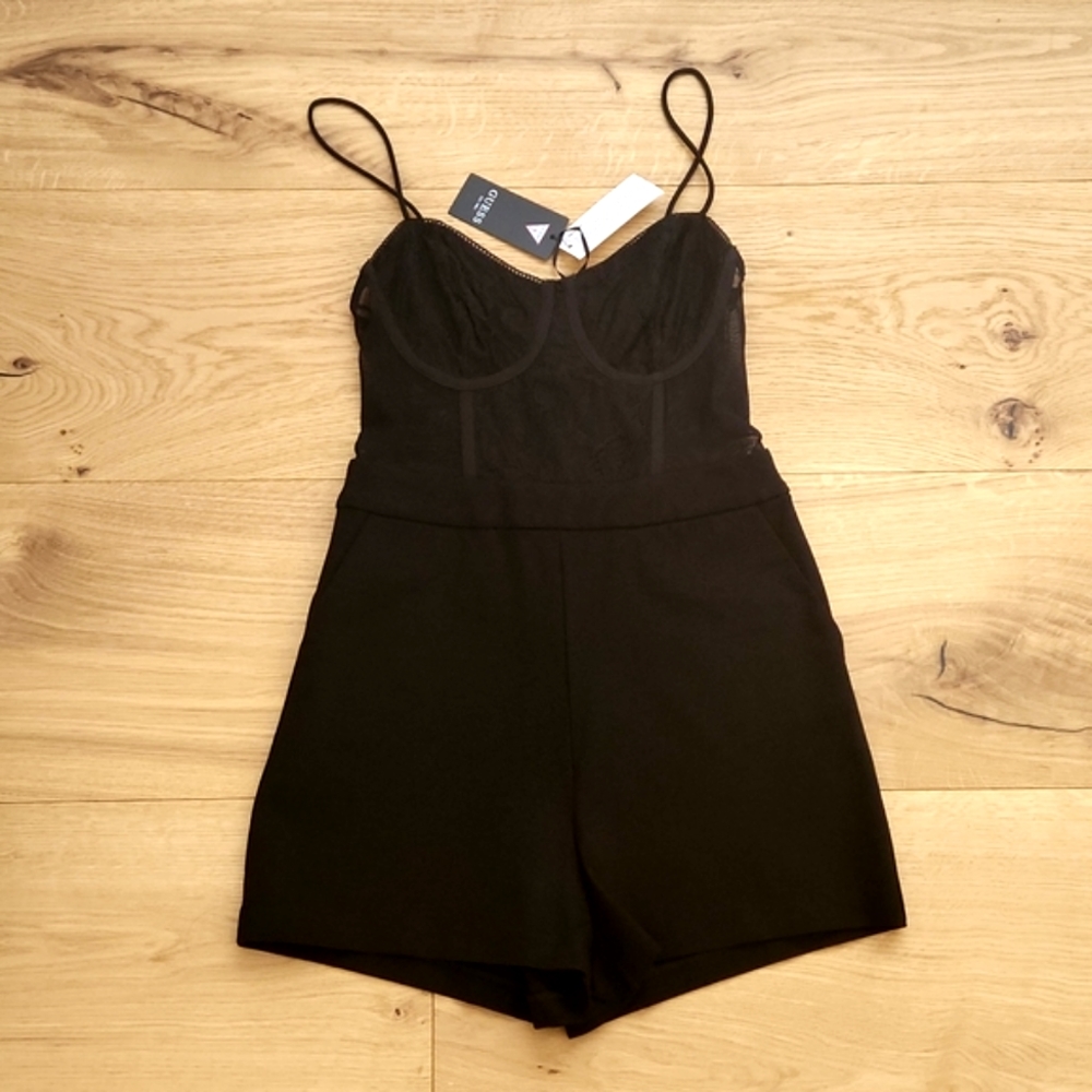 Guess Romper with lace top Size S Color Black